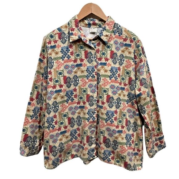 Manor House Mens Aztec Southwestern Collared Button Up Shirt Size M/L - Picture 11 of 11